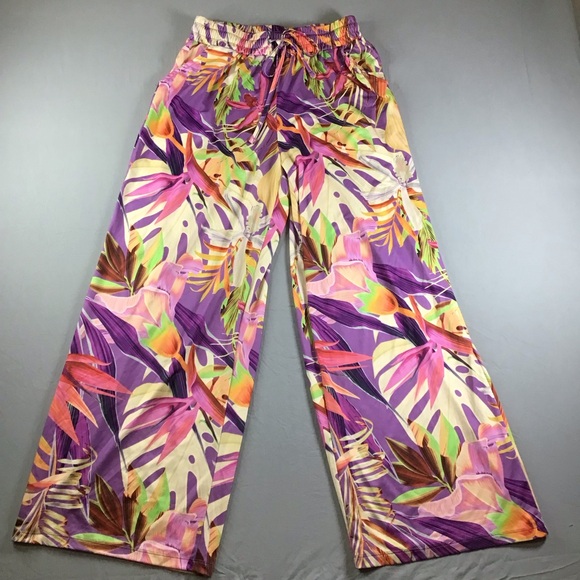 ONE WORLD Colorful Tropical Wide Leg Pants - Picture 1 of 12